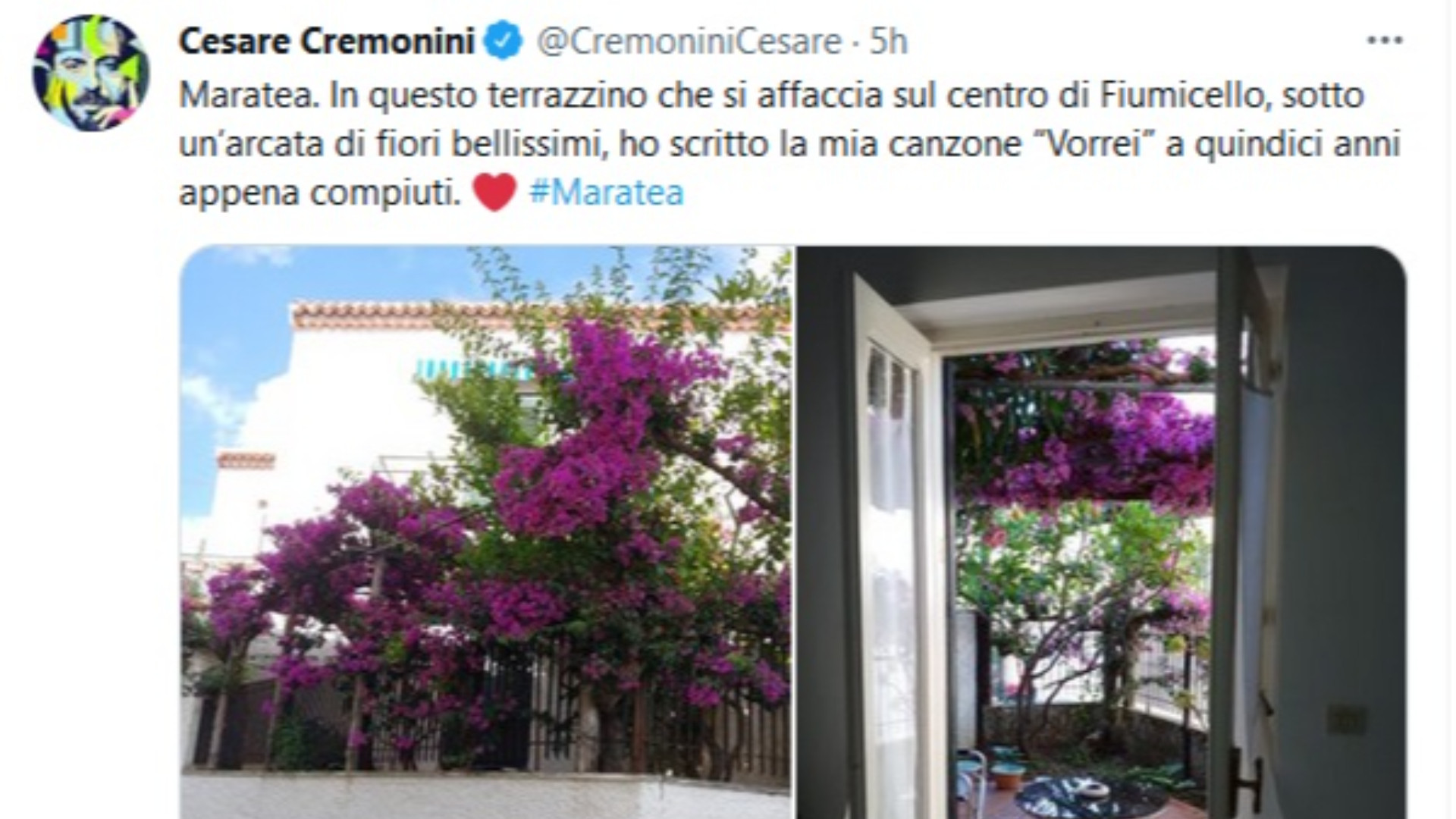 Cremonini: “Da un terrazzo di Maratea la mia prima canzone”