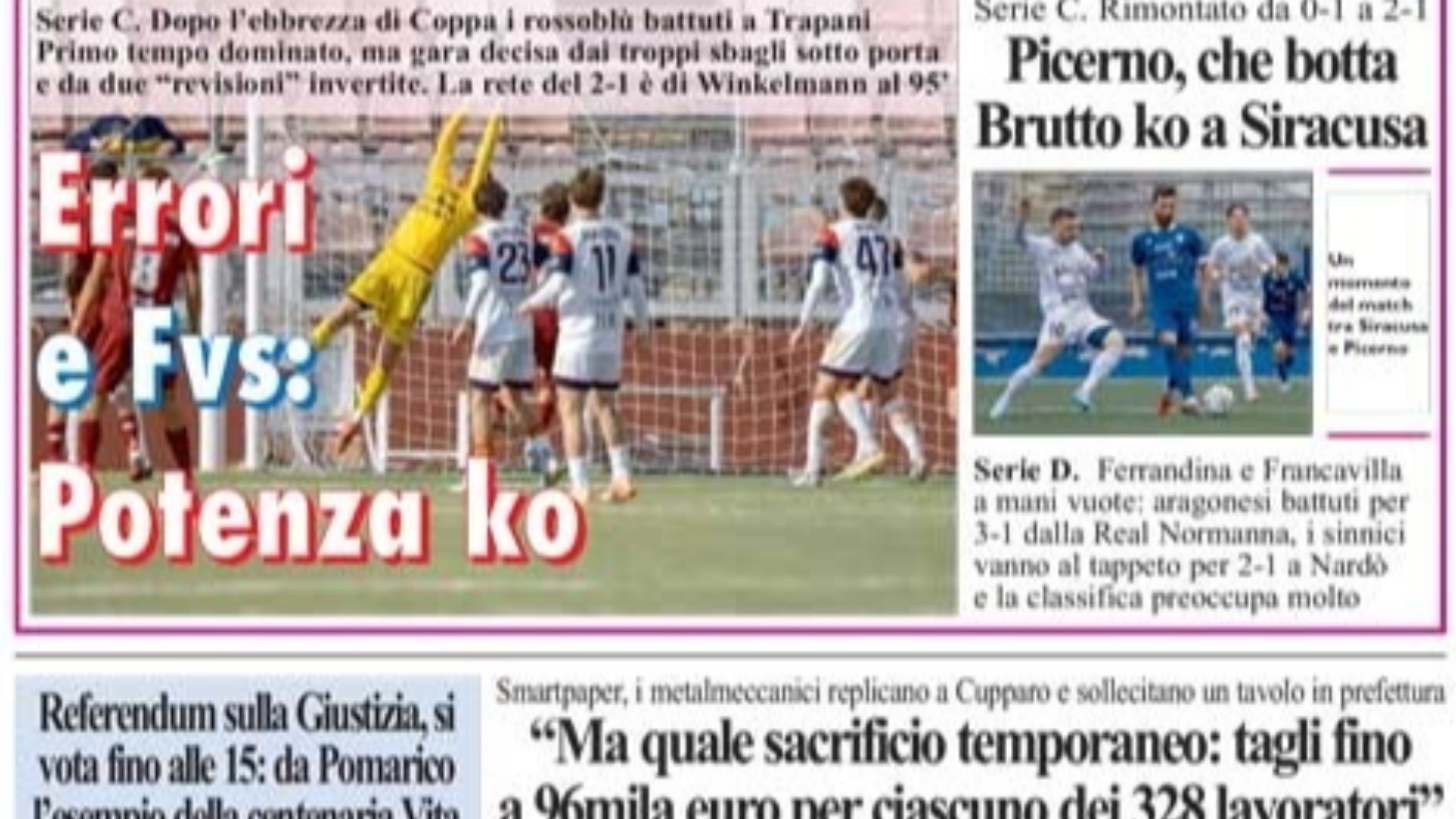 La Nuova del Sud edizione odierna