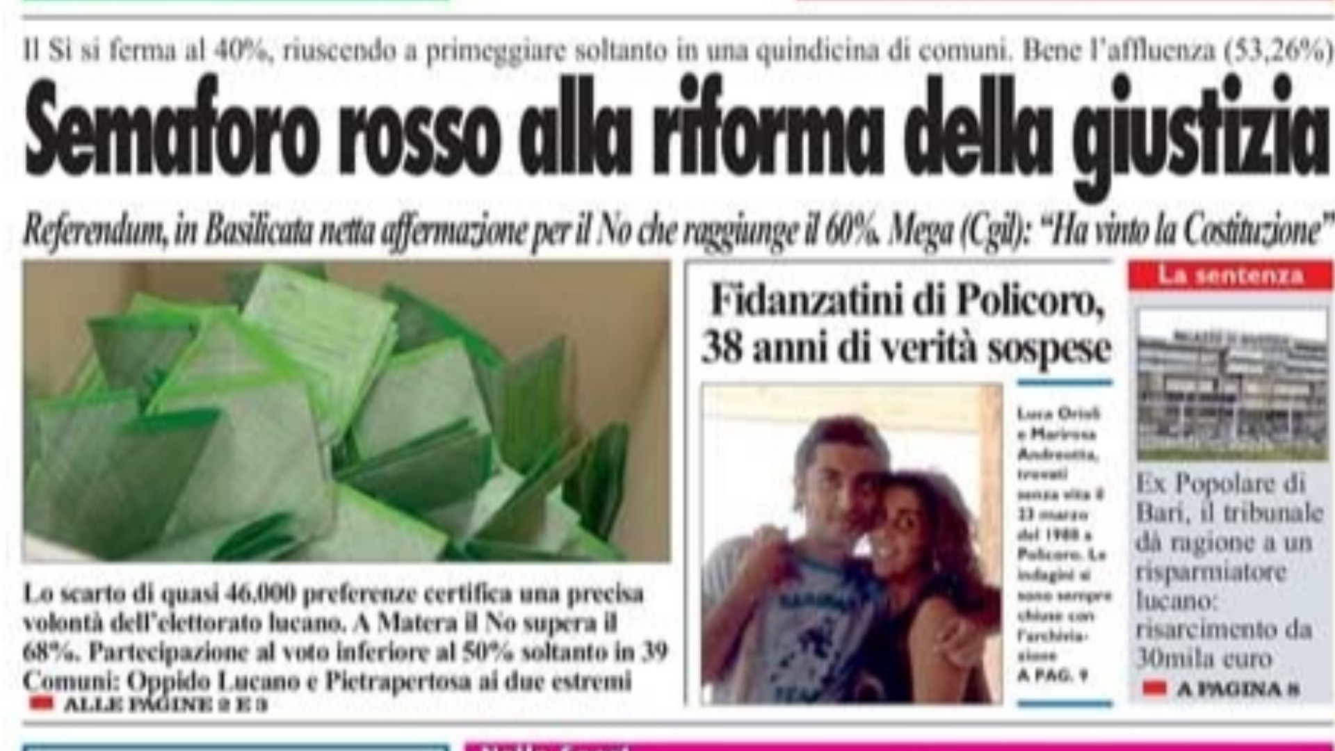 La Nuova del Sud edizione odierna