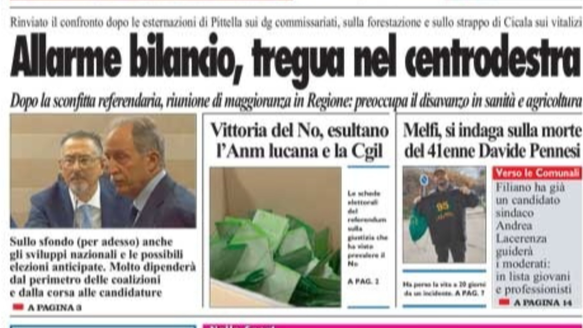 La Nuova del Sud edizione odierna