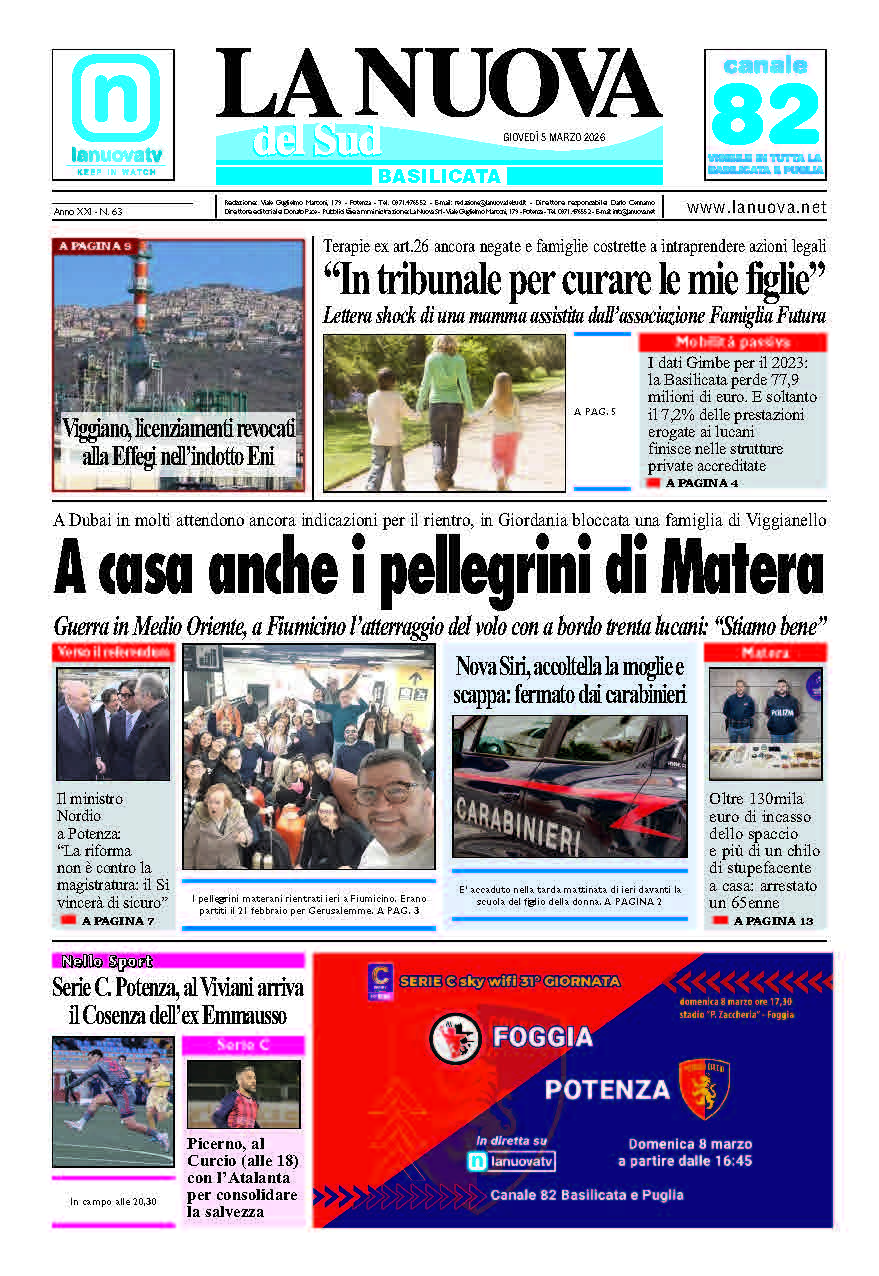 L’Edizione odierna della  Nuova del Sud in Edicola Digitale.